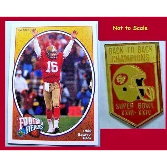 San Fran 49ers-Super Bowl XXIII &XXIV Back to Back Champs Pin+ Joe Montana - Picture 1 of 3